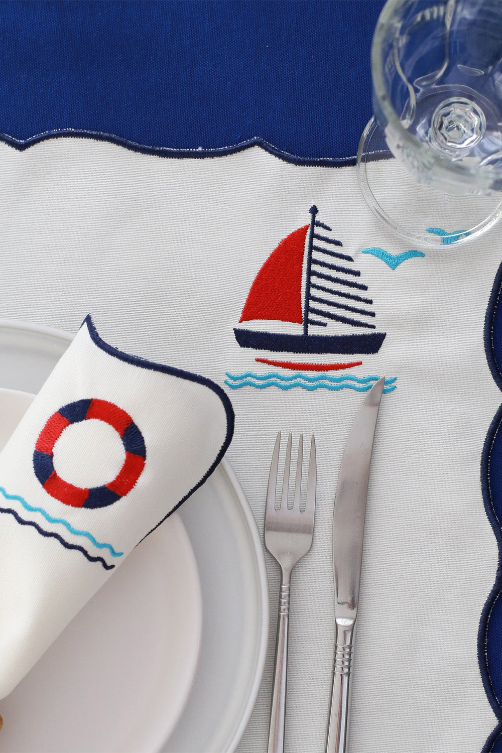 Km Home Collection-2'li Set Navigare Pamuk Amerikan Servis-Sunum Aksesuarları-2-fleurdirect.live