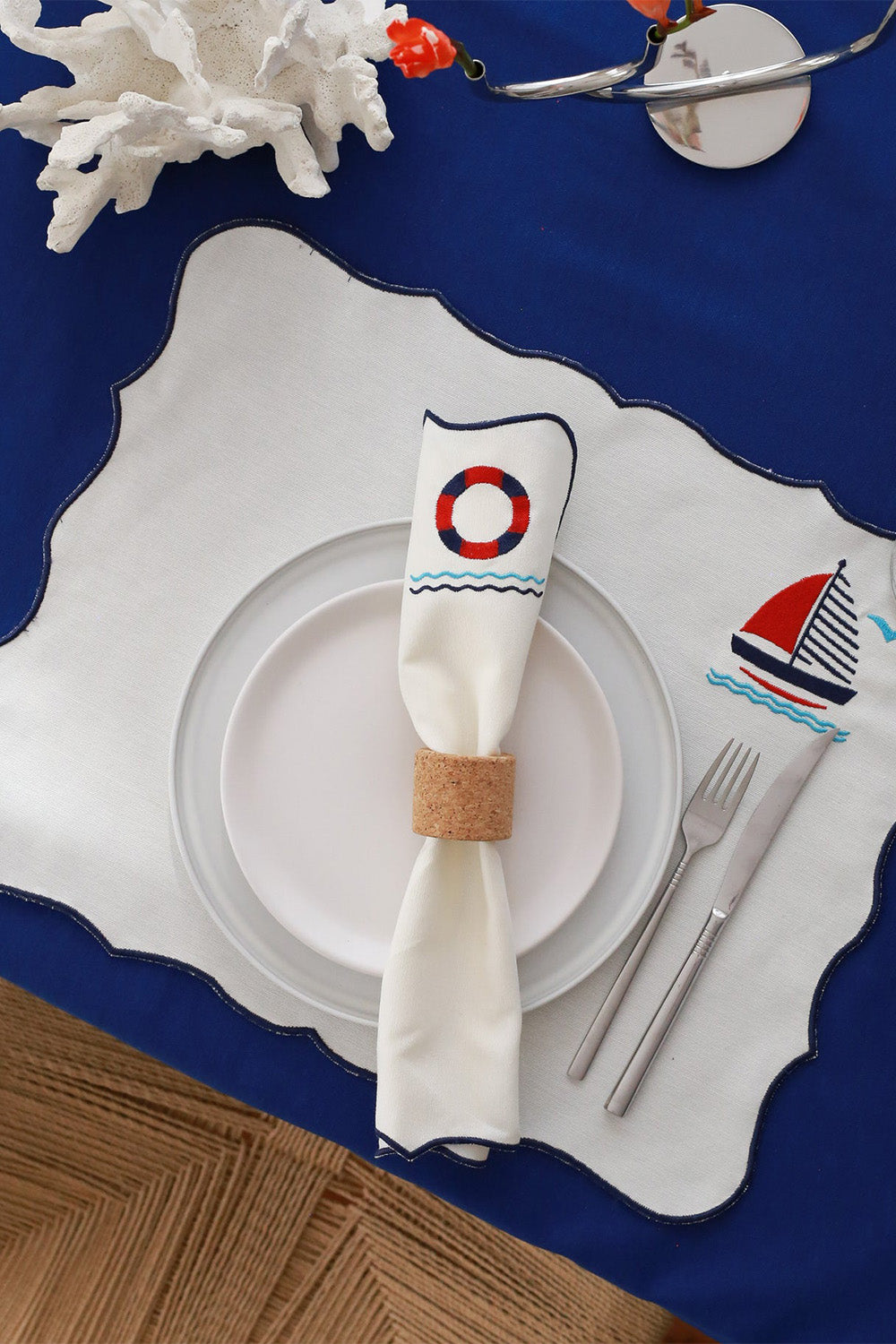 Km Home Collection-2'li Set Navigare Pamuk Amerikan Servis-Sunum Aksesuarları-3-fleurdirect.live