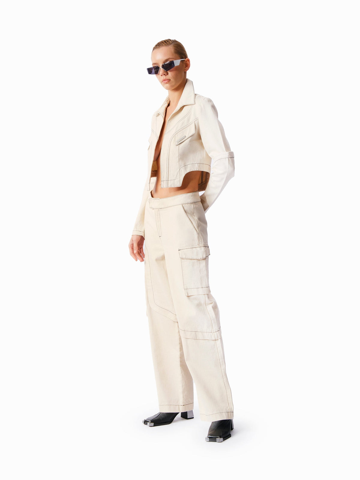 Kntlgy-Bej Denim Kargo Pantolon-Kot Pantolon-1-fleurdirect.live