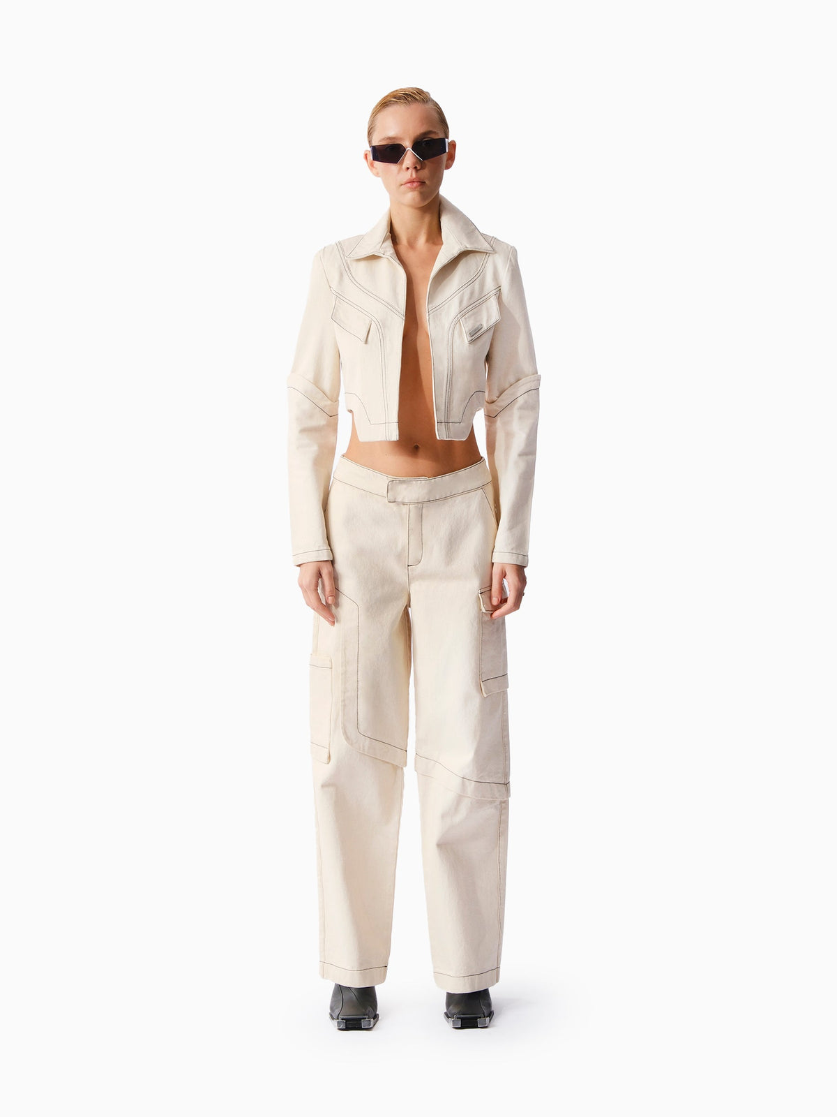 Kntlgy-Bej Denim Kargo Pantolon-Kot Pantolon-2-fleurdirect.live