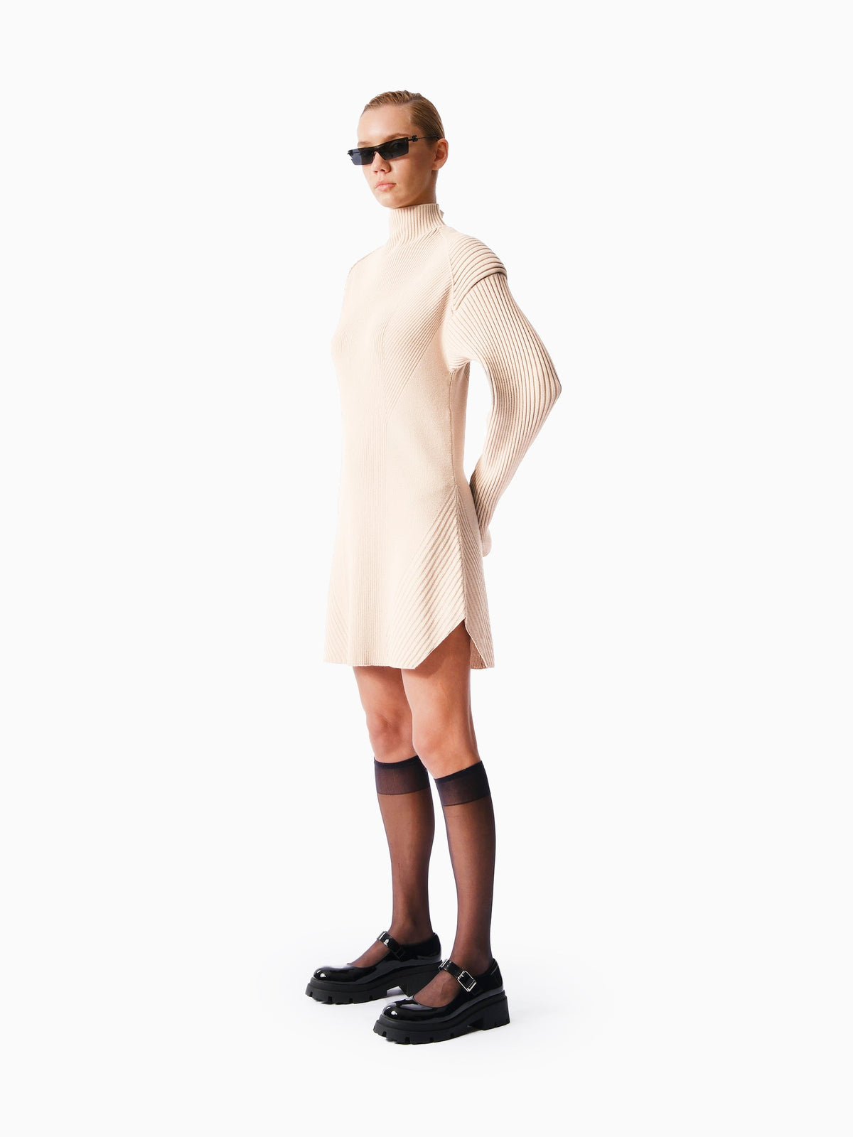 Kntlgy-Infinity Knit Bej Midi Elbise-Elbise-2-fleurdirect.live