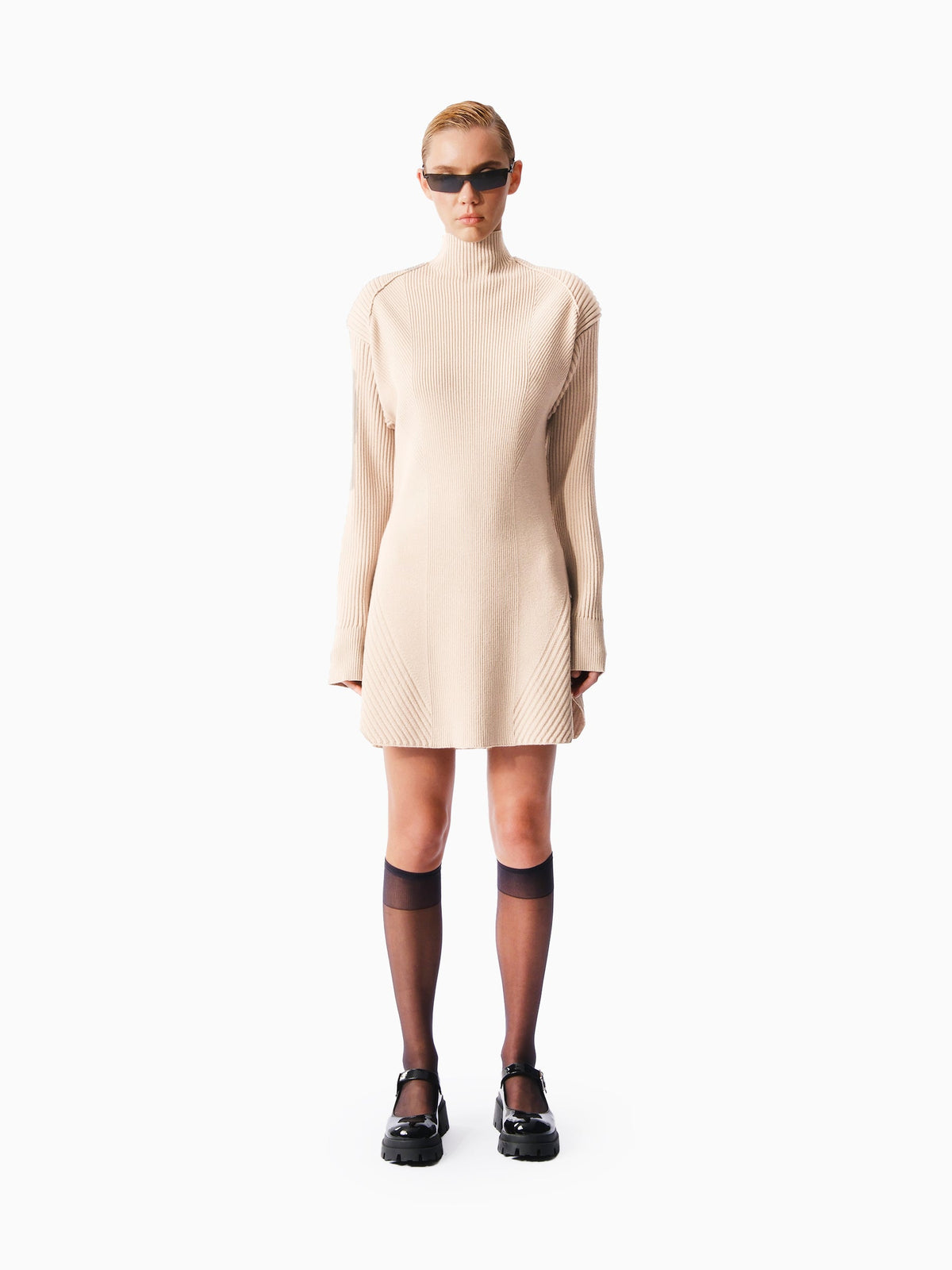 Kntlgy-Infinity Knit Bej Midi Elbise-Elbise-4-fleurdirect.live