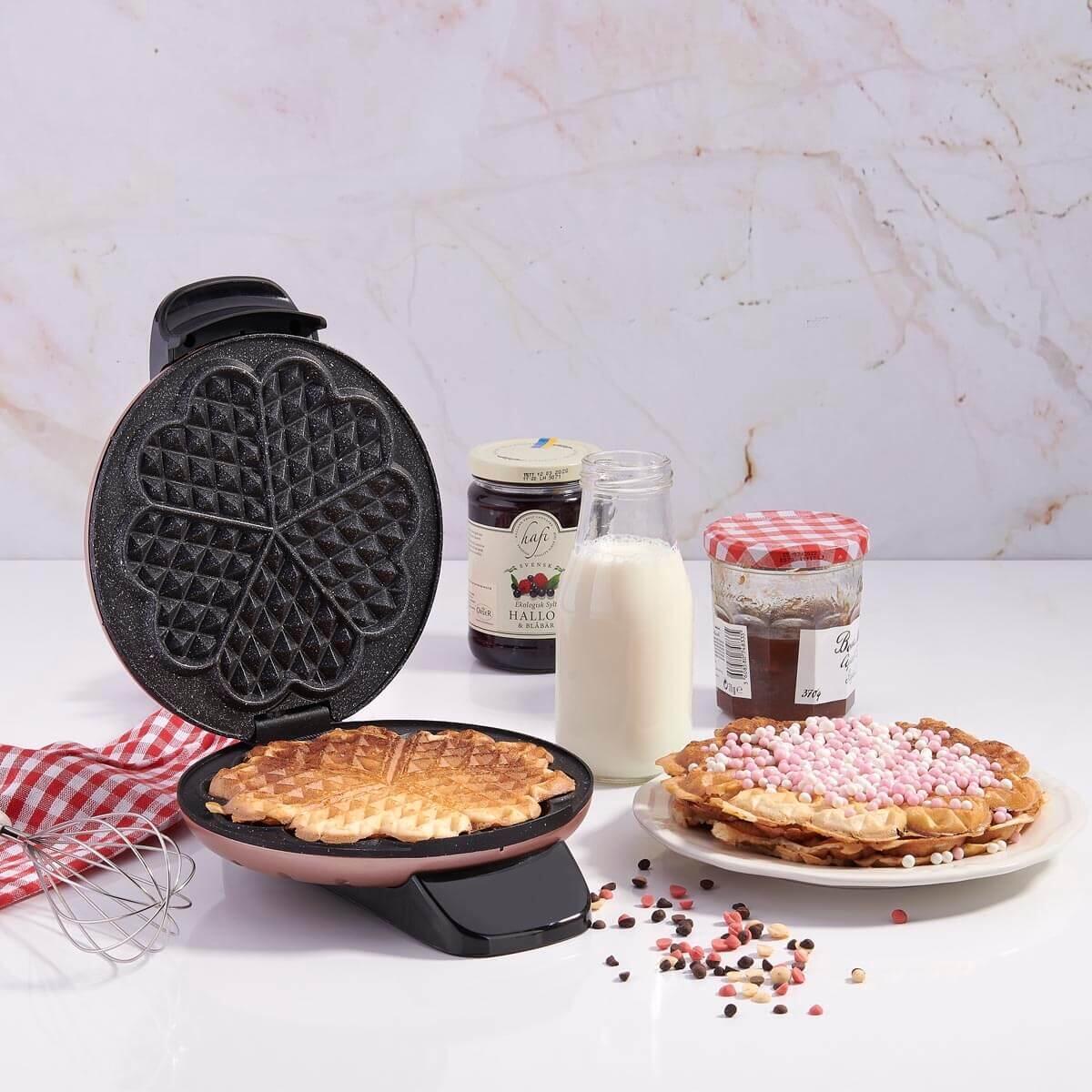 Korkmaz-A319-03 Mia Waffle Makinesi Rosegold-Waffle Makinesi-3-fleurdirect.live
