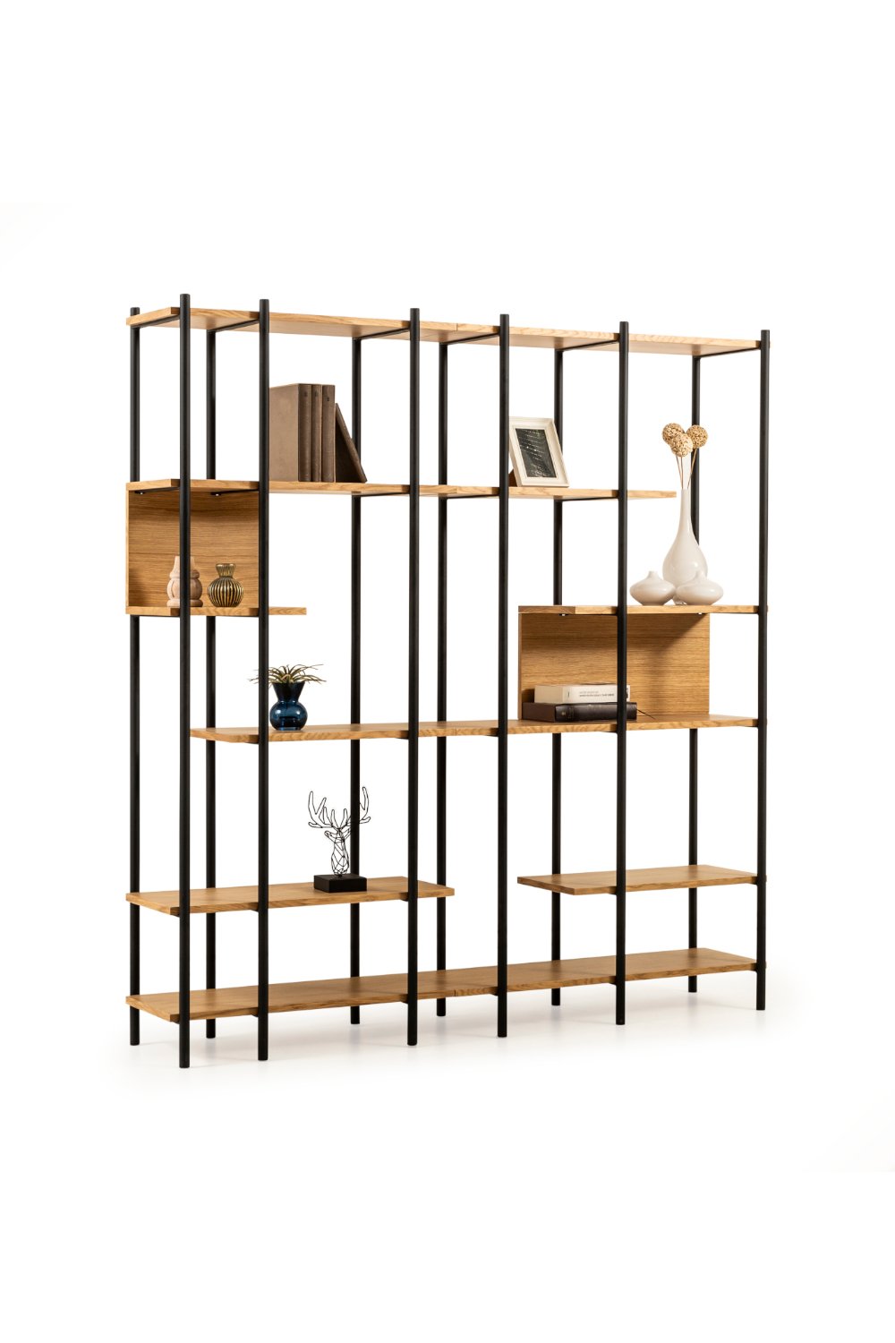 Lagoma-Harmonia Kitaplık Ahşap Raf Metal Çerçeve - 170 Cm-Kitaplık-2-fleurdirect.live