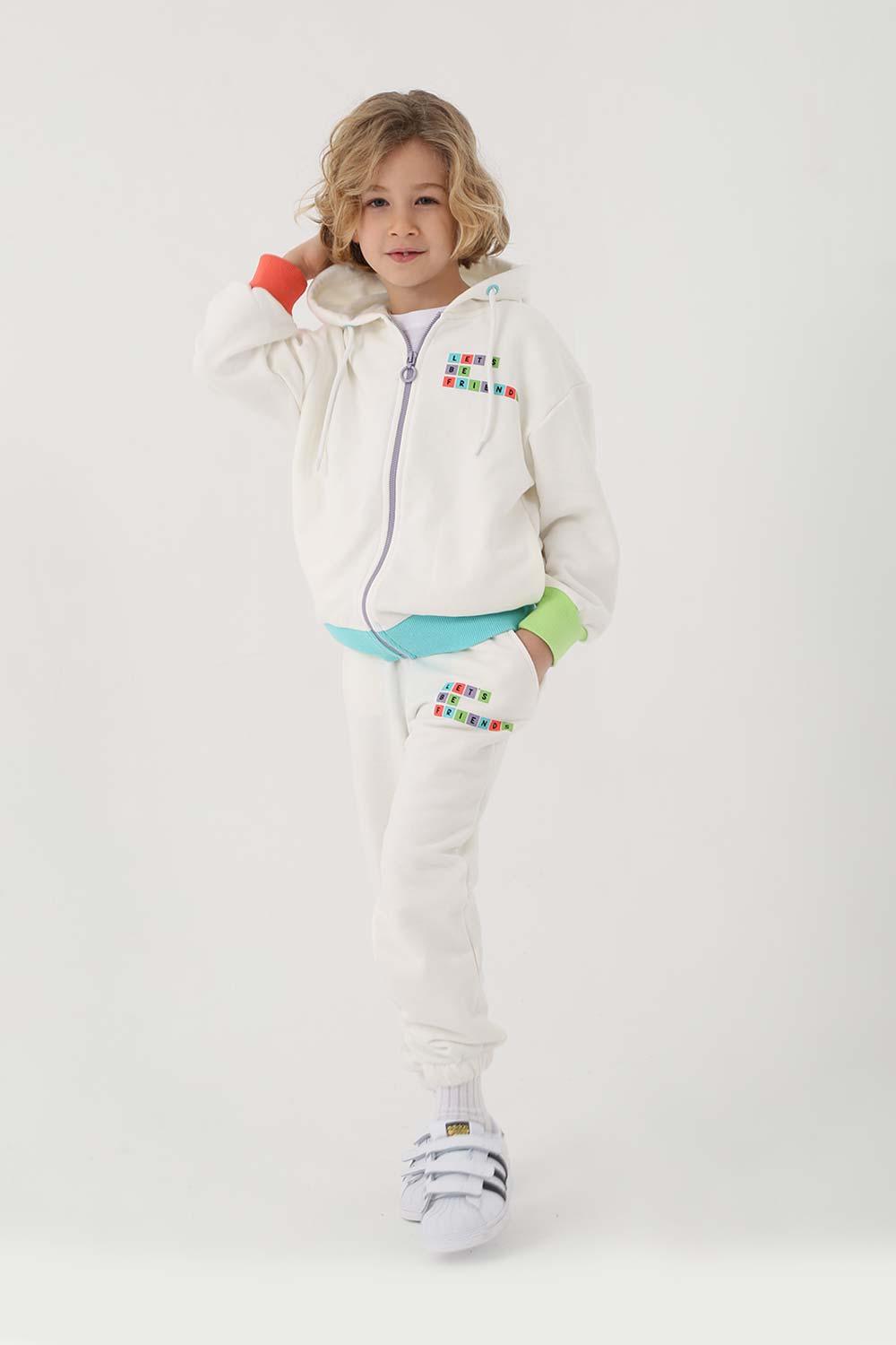 Let's Be Friends-Jogger Pantolon - Ekru-Eşofman-1-fleurdirect.live