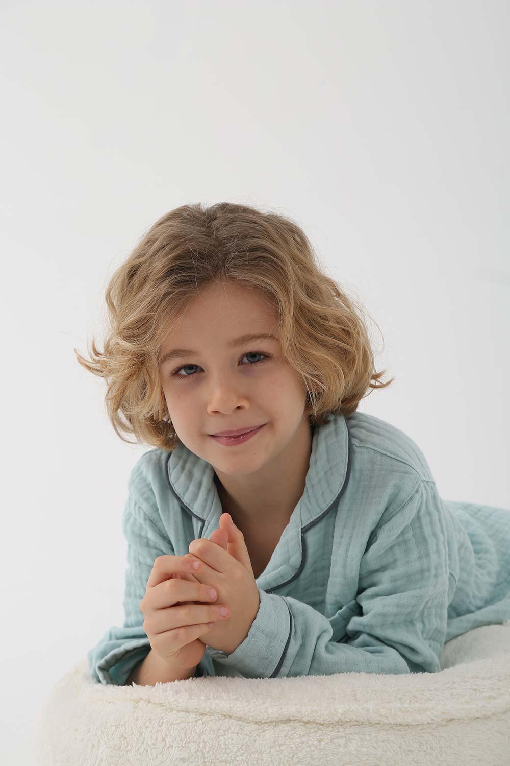 Let's Be Friends-Organik Muslin Pijama Takımı - Mint Yeşili-Pijama Takımı-3-fleurdirect.live