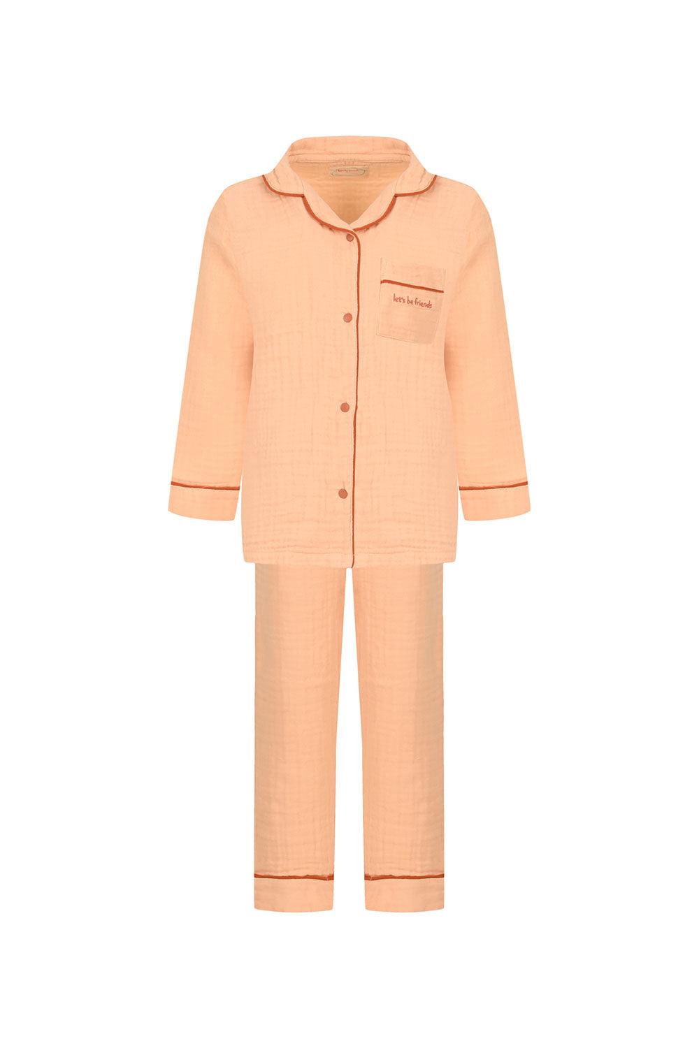 Let's Be Friends-Organik Muslin Pijama Takımı - Pudra-Pijama Takımı-1-fleurdirect.live