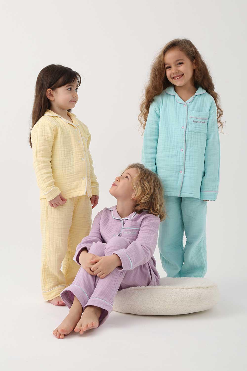 Let's Be Friends-Organik Muslin Pijama Takımı - Turkuaz-Pijama Takımı-5-fleurdirect.live