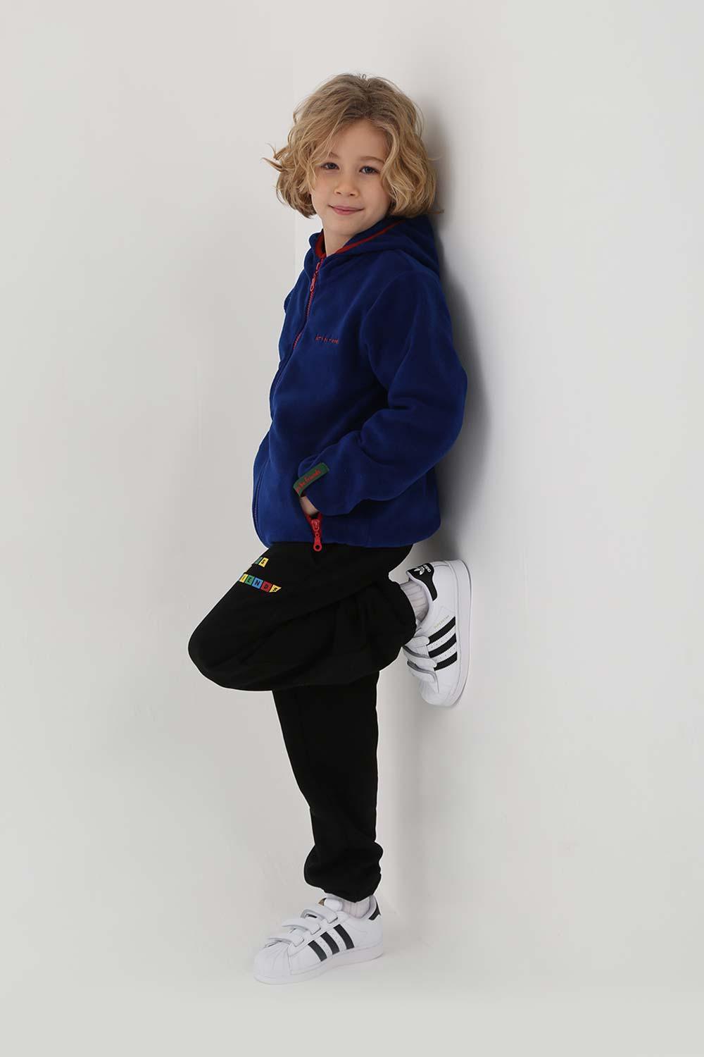 Let's Be Friends-Polar Zipli Hoodie - Mavi-Sweatshirts & Hoodies-2-fleurdirect.live