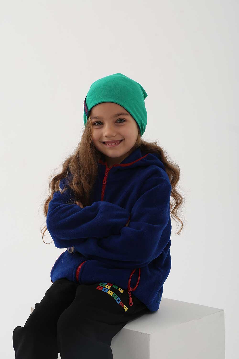 Let's Be Friends-Polar Zipli Hoodie - Mavi-Sweatshirts & Hoodies-3-fleurdirect.live
