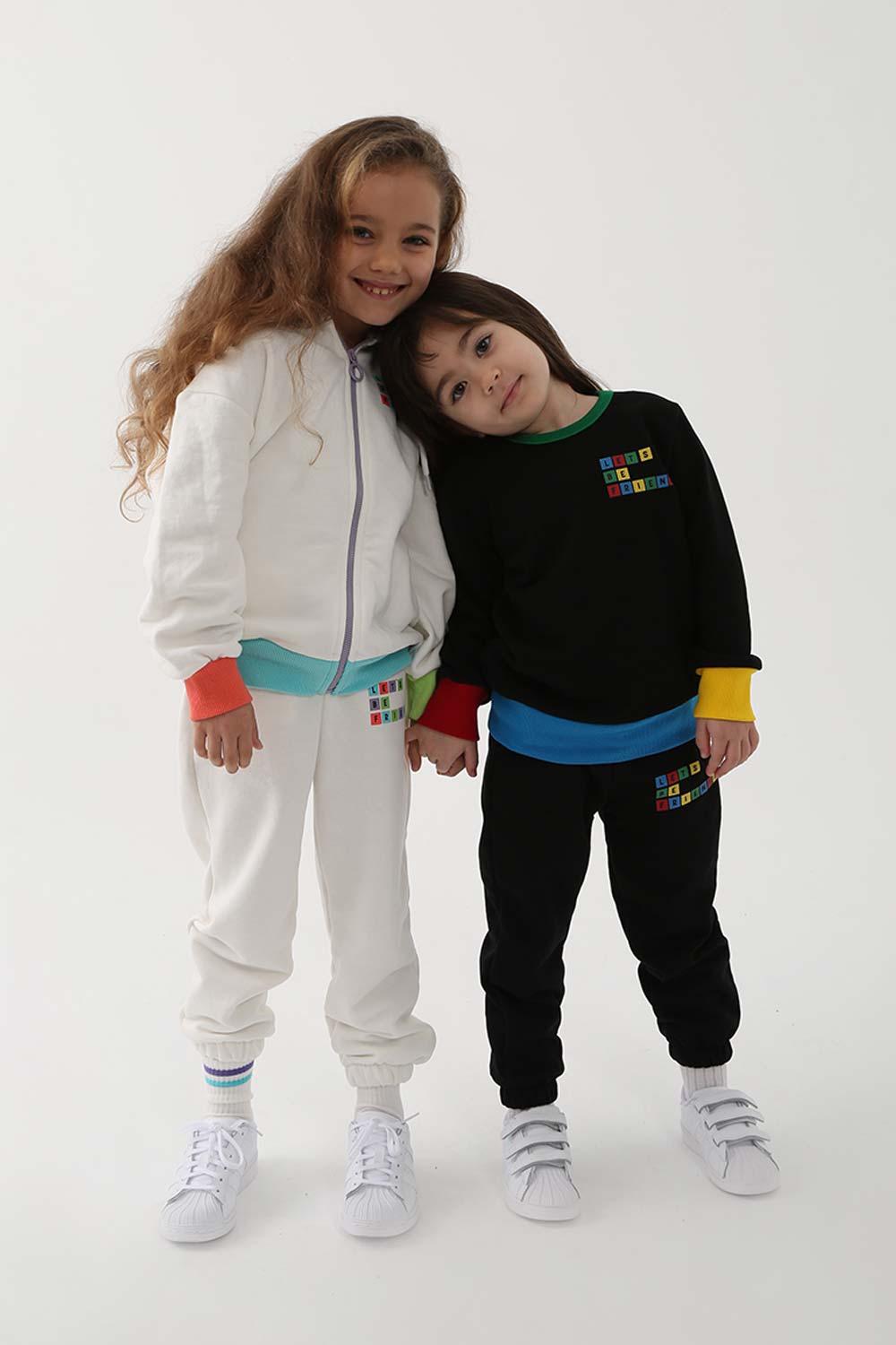 Let's Be Friends-Sweatshirt - Siyah-Sweatshirts & Hoodies-2-fleurdirect.live
