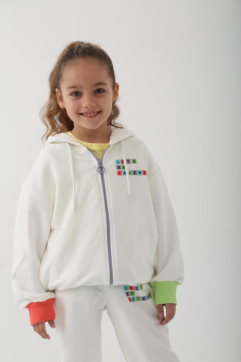 Let's Be Friends-Zipli Hoodie -Ekru-Sweatshirts & Hoodies-4-fleurdirect.live