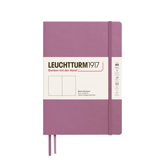 Leuchtturm 1917-2025 Colors Orta Boy (A5), Sert Kapak, 251 Sayfa, Çizgisiz Defter Dusty Rose 372184-Defter-1-fleurdirect.live