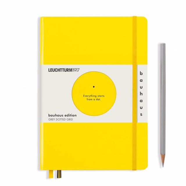 Leuchtturm 1917-Leuchtturm1917 Bauhaus Serisi Not Defteri, Orta Boy (A5), Sert Kapak, 251 Sayfa Gri Noktalı Defter Lemon 359620-Noktalı-1-fleurdirect.live