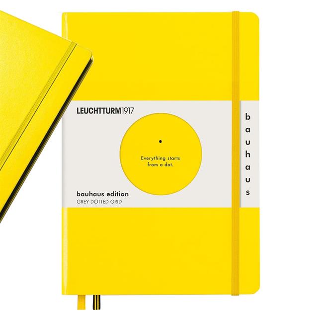 Leuchtturm 1917-Leuchtturm1917 Bauhaus Serisi Not Defteri, Orta Boy (A5), Sert Kapak, 251 Sayfa Gri Noktalı Defter Lemon 359620-Noktalı-2-fleurdirect.live