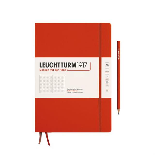 Leuchtturm 1917-Leuchtturm1917 Composition Notebook, B5, Sert Kapak, 219 Sayfa Not Defteri, Noktalı, Fox Red 370276-Noktalı-1-fleurdirect.live