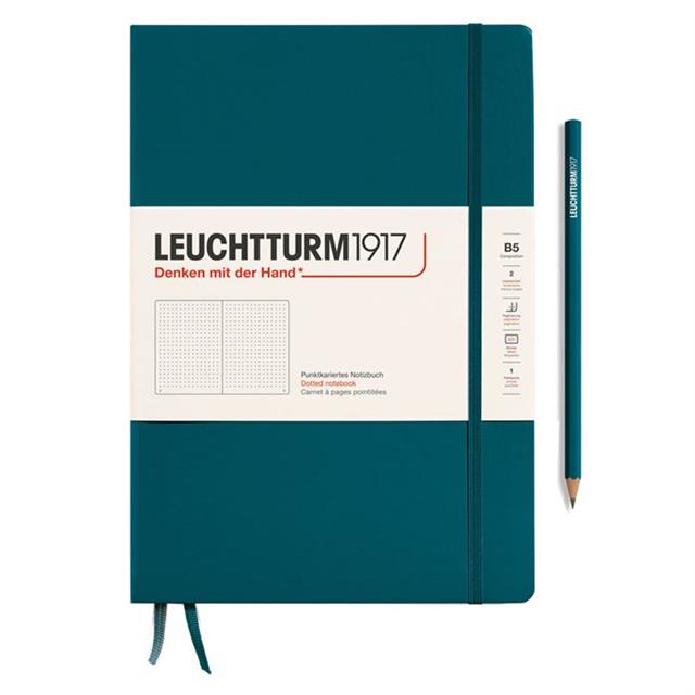 Leuchtturm 1917-Leuchtturm1917 Composition Notebook, B5, Sert Kapak, 219 Sayfa Not Defteri, Noktalı, Pacific Green 366175-Noktalı-1-fleurdirect.live