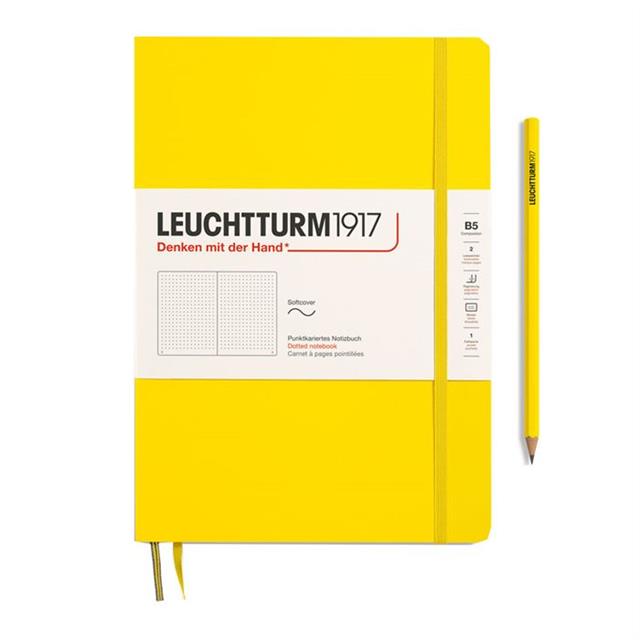 Leuchtturm 1917-Leuchtturm1917 Composition Notebook, B5, Yumuşak Kapak, 123 Sayfa Not Defteri, Noktalı, Lemon 355289-Noktalı-1-fleurdirect.live