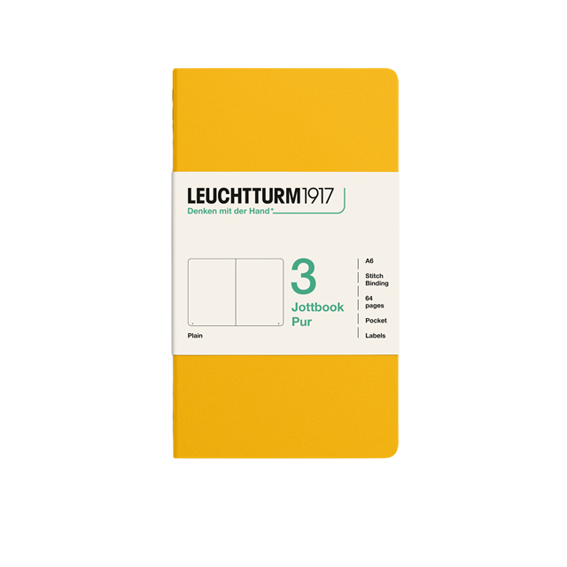 Leuchtturm1917 Jottbook Pur A6 64 Numaralandırılmış Sayfa Düz 3'Lü Paket Defter Sunflower 400714