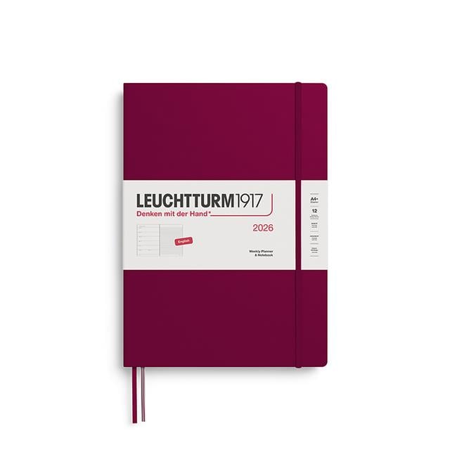 Leuchtturm 1917-Leuchtturm1917 Master Boy (A4+) 12 Aylık Ajanda Ve Not Defteri (çizgili) 2026 Sert Kapak, İngilizce, Port Red372641-Özel Defterler-1-fleurdirect.live
