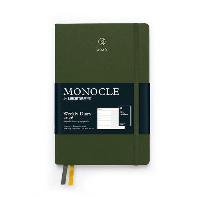 Leuchtturm 1917-Leuchtturm1917 Monocle çanta Boy (B6+) 12 Aylık Ajanda Ve Not Defteri (çizgili) 2026 Sert Kapak, İngilizce, Olive373020-Özel Defterler-1-fleurdirect.live