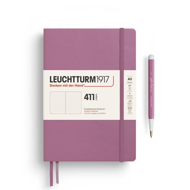 Leuchtturm 1917-Leuchtturm1917 Not Defteri Orta Boy (A5), Sert Kapak, 411 Numaralandırılmış Sayfa, Noktalı,Dusty Rose 372922-Noktalı-1-fleurdirect.live