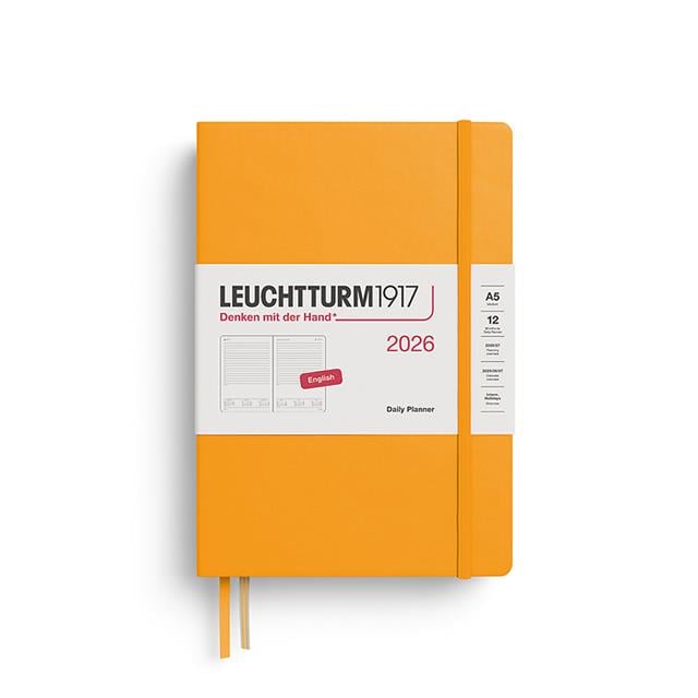 Leuchtturm 1917-Leuchtturm1917 Orta Boy (A5) 12 Aylık Günlük Ajanda (çizgili) 2026 Sert Kapak, İngilizce, Rising Sun 372774-Özel Defterler-1-fleurdirect.live