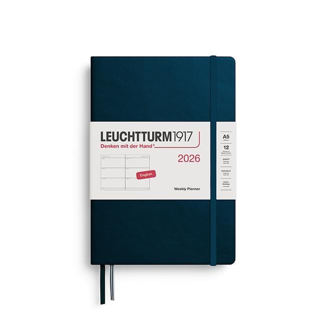 Leuchtturm 1917-Leuchtturm1917 Orta Boy (A5) 12 Aylık Haftalık Ajanda 2026 Sert Kapak, İngilizce, Deep Sea372712-Özel Defterler-1-fleurdirect.live