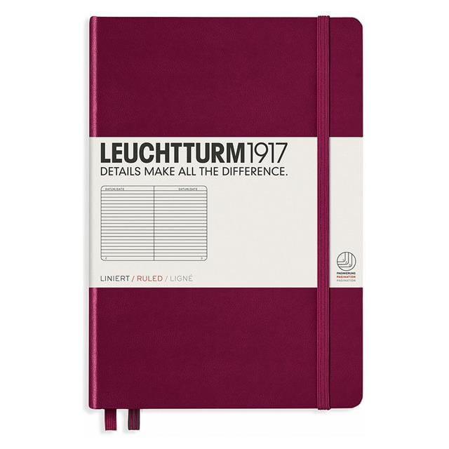 Leuchtturm 1917-Leuchtturm1917 Orta Boy (A5), Sert Kapak, 251 Sayfa, Çizgili Defter Port Red 359691-Çizgili-1-fleurdirect.live