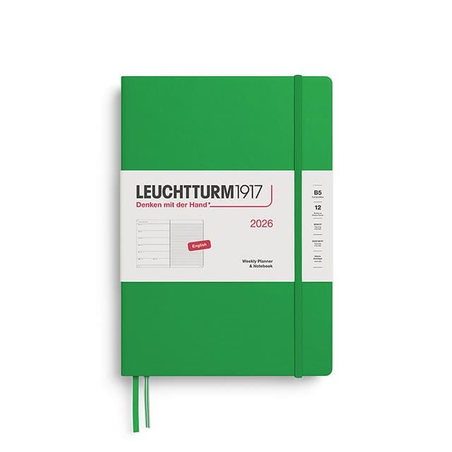 Leuchtturm 1917-Leuchtturm1917 Tablet Boy (B5) 12 Aylık Ajanda Ve Not Defteri (çizgili) 2026 Sert Kapak, İngilizce, Spring Leaf372646-Özel Defterler-1-fleurdirect.live