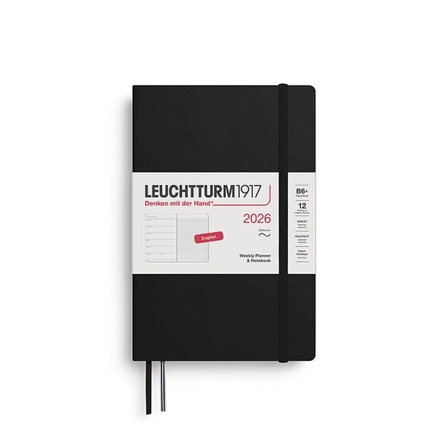 Leuchtturm 1917-Leuchtturm1917 çanta Boy (B6+) 12 Aylık Ajanda Ve Not Defteri (çizgili) 2026 Yumuşak Kapak, İngilizce, Siyah 372684-Özel Defterler-1-fleurdirect.live