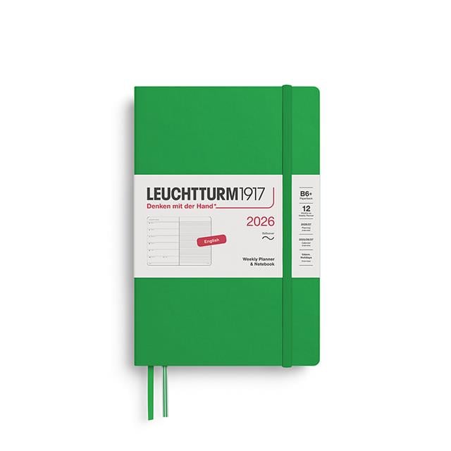 Leuchtturm 1917-Leuchtturm1917 çanta Boy (B6+) 12 Aylık Ajanda Ve Not Defteri (çizgili) 2026 Yumuşak Kapak, İngilizce, Spring Leaf372688-Özel Defterler-1-fleurdirect.live