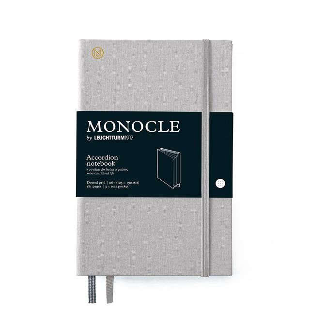 Leuchtturm 1917-Leuchtturm1917 X Monocle Limited Edition Defter Wallet B6+, Sert Kapak, 192 Noktalı Sayfa, Light Grey 363369-Noktalı-1-fleurdirect.live