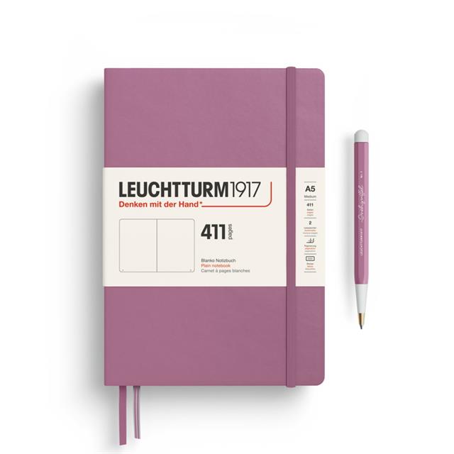 Leuchtturm 1917-Leuchtturm1917 Not Defteri Orta Boy (A5), Sert Kapak, 411 Numaralandırılmış Sayfa, çizgisiz,Dusty Rose 372921-Çizgisiz (Düz)-1-fleurdirect.live