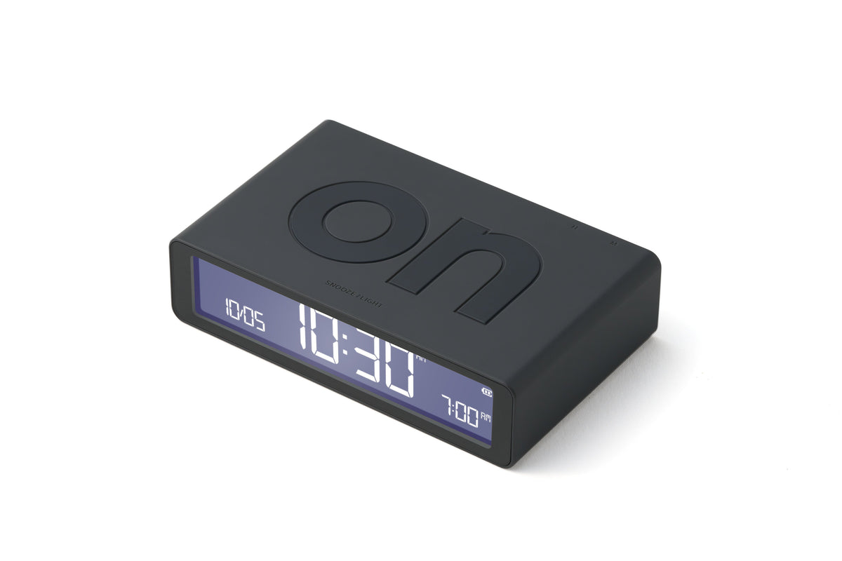 Lexon-Lexon Flip Klasik Şarj Edilebilir Alarm Saat Koyu Gri-Alarm Saatler-1-fleurdirect.live