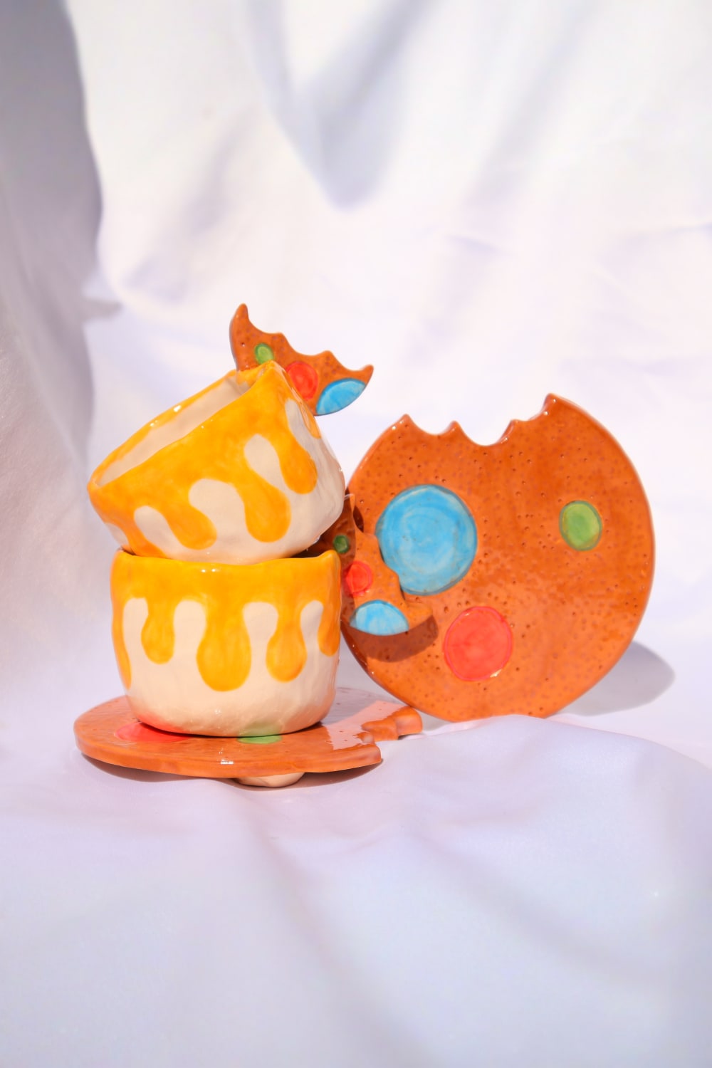 Lily & Loly Ceramics-Cookie 2'li Seramik Türk Kahvesi Fincan Seti - Kurabiye Kulplu El Yapımı Fincanlar-Bardak-3-fleurdirect.live