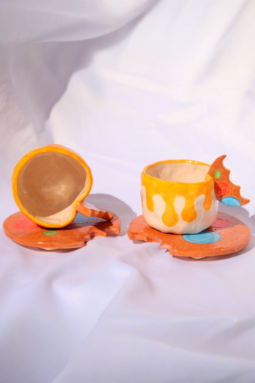 Lily & Loly Ceramics-Cookie 2'li Seramik Türk Kahvesi Fincan Seti - Kurabiye Kulplu El Yapımı Fincanlar-Bardak-5-fleurdirect.live