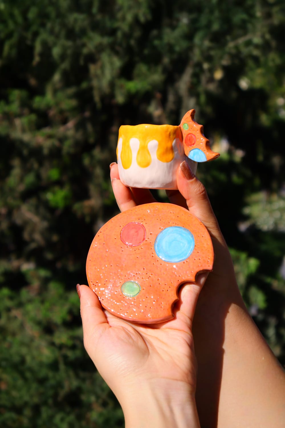 Lily & Loly Ceramics-Cookie 2'li Seramik Türk Kahvesi Fincan Seti - Kurabiye Kulplu El Yapımı Fincanlar-Bardak-7-fleurdirect.live