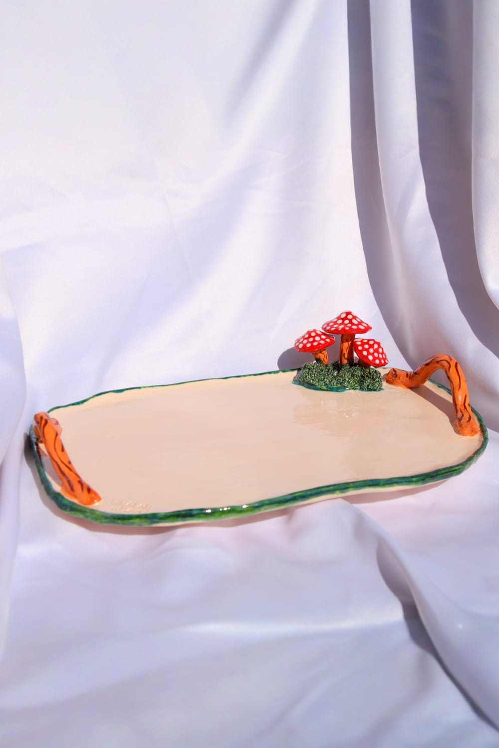 Lily & Loly Ceramics-Mantar Figürlü El Yapımı Seramik Tepsi - Sunum Tepsisi Ve Nişan Tepsisi-Sunum Aksesuarları-3-fleurdirect.live