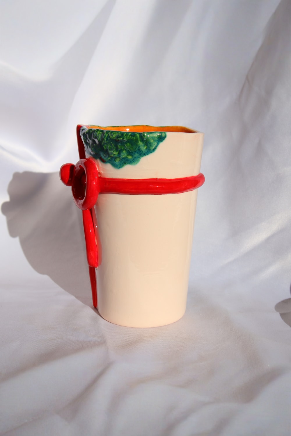 Lily & Loly Ceramics-Sevgililer Günü Serisi “ Kırmızı Fiyonklu Hediye Paketi” Kupa - El Yapımı Seramik Kupa Mug 300 Ml.-Bardak-2-fleurdirect.live