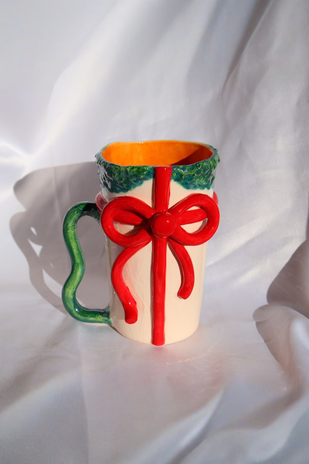 Lily & Loly Ceramics-Sevgililer Günü Serisi “ Kırmızı Fiyonklu Hediye Paketi” Kupa - El Yapımı Seramik Kupa Mug 300 Ml.-Bardak-5-fleurdirect.live