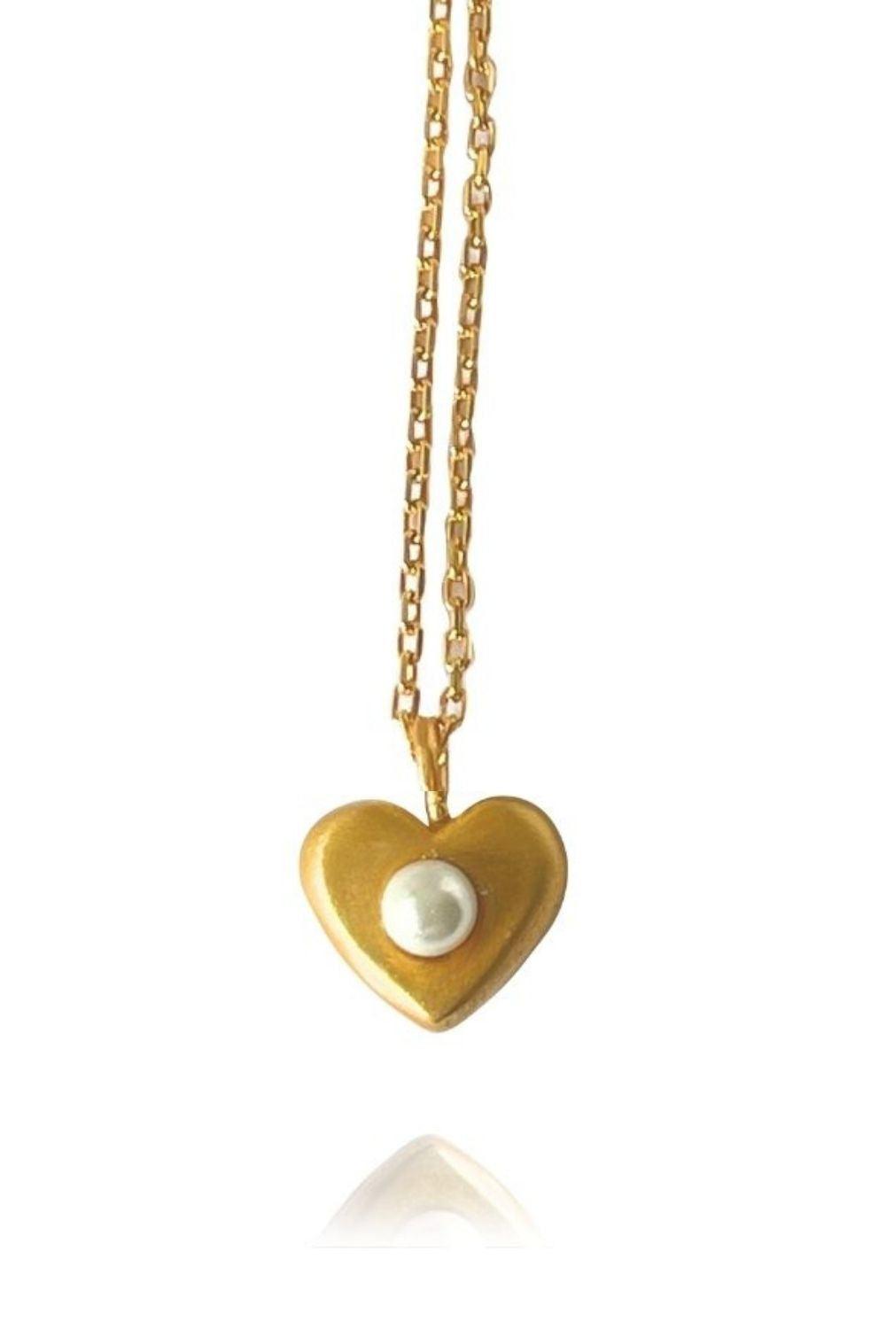Linya Jewellery-Aura Minimal İncili Kalp Kolye-Kolye-1-fleurdirect.live