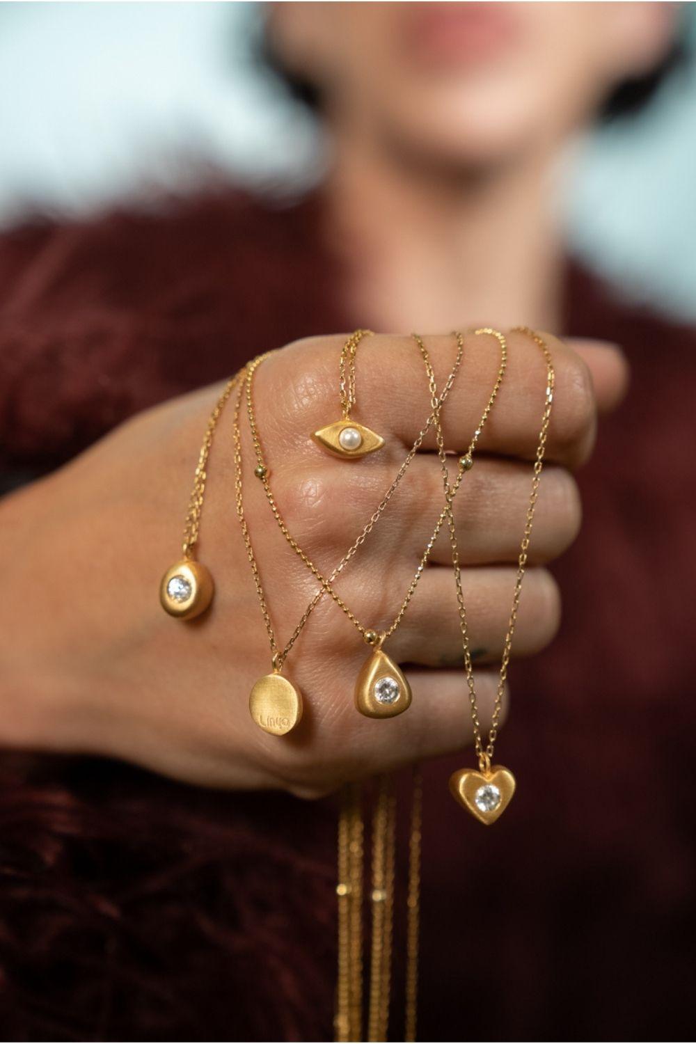 Linya Jewellery-Aura Minimal İncili Kalp Kolye-Kolye-3-fleurdirect.live