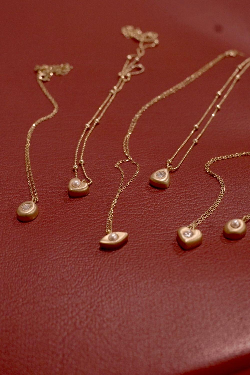 Linya Jewellery-Aura Minimal Taşlı Damla Kolye-Kolye-3-fleurdirect.live