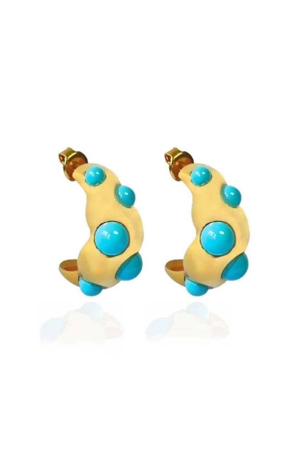 Linya Jewellery-Ayza Turkuaz Halka Küpe-Küpe-1-fleurdirect.live