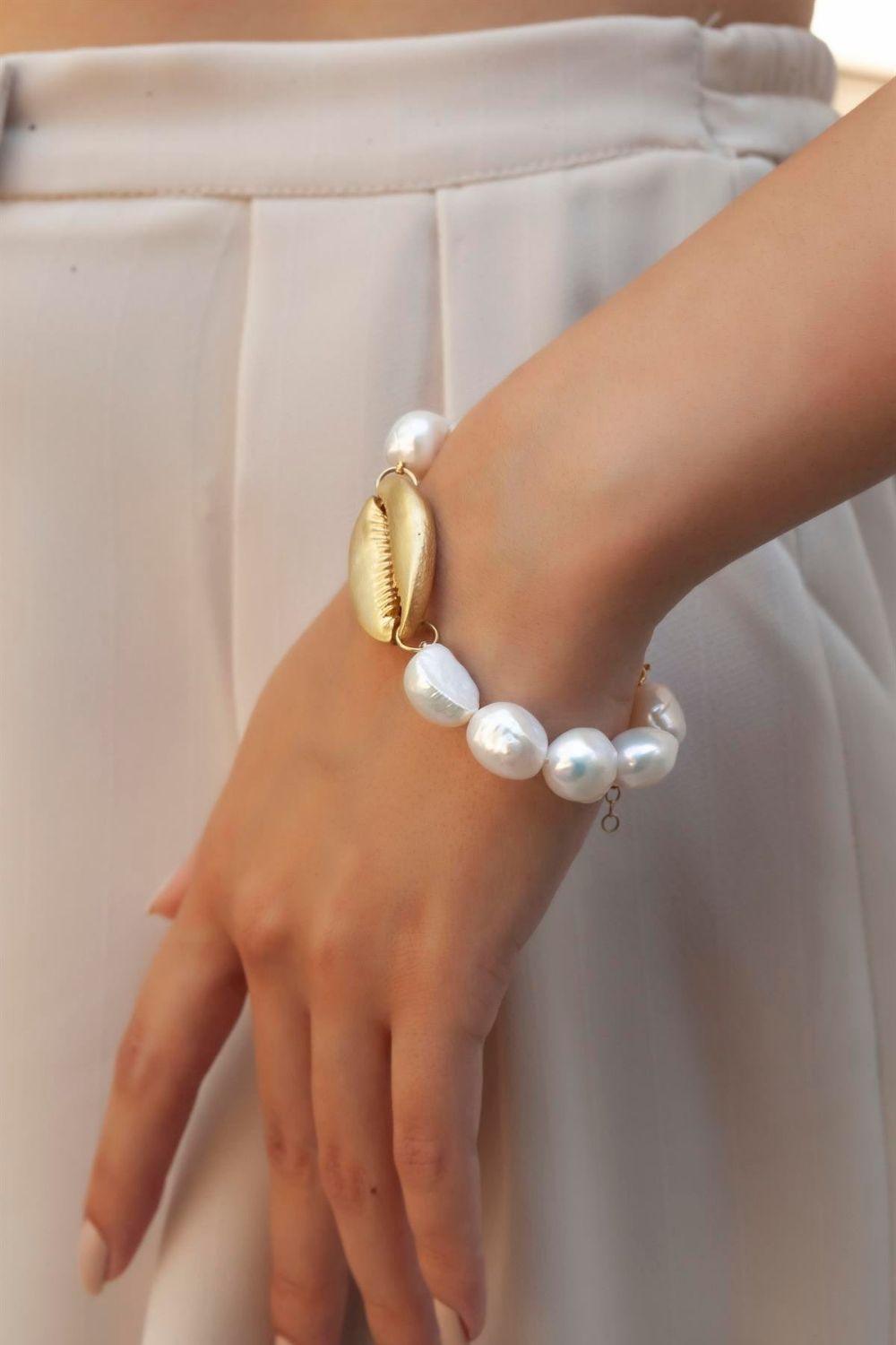 Linya Jewellery-Berla Midye İnci Bileklik-Bileklik-2-fleurdirect.live