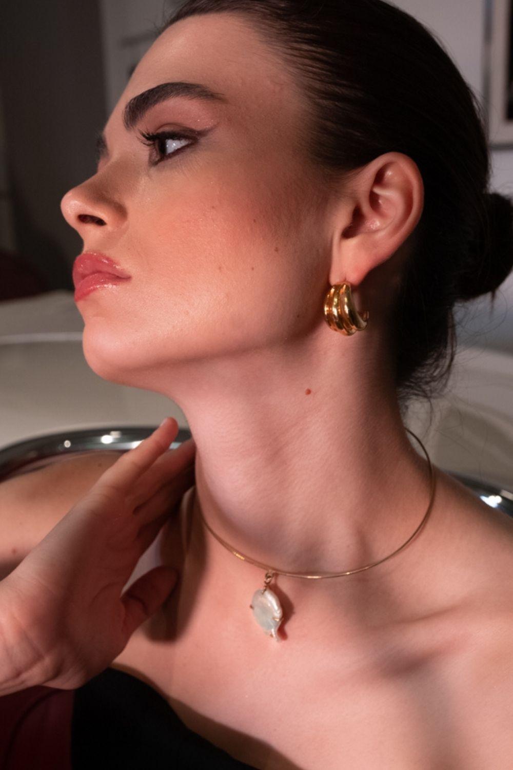 Linya Jewellery-Bery Vintage Büyük Gold Halka Küpe-Küpe-2-fleurdirect.live