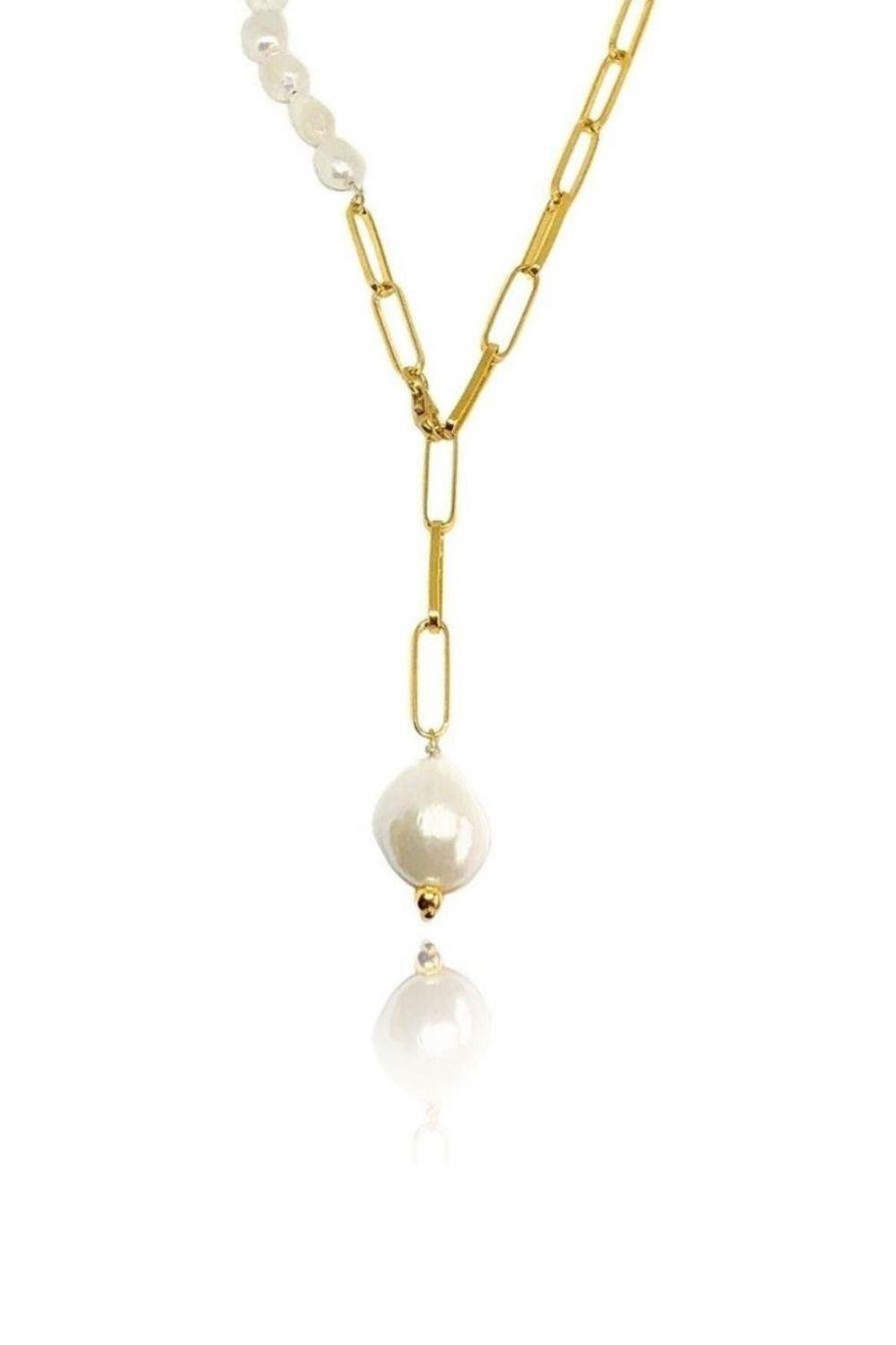 Linya Jewellery-Bety Zincirli İnci Kolye-Kolye-1-fleurdirect.live