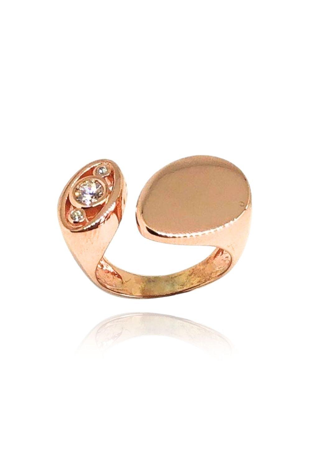 Linya Jewellery-Bombay Taşlı Yüzük Rose Gold-Yüzük-1-fleurdirect.live