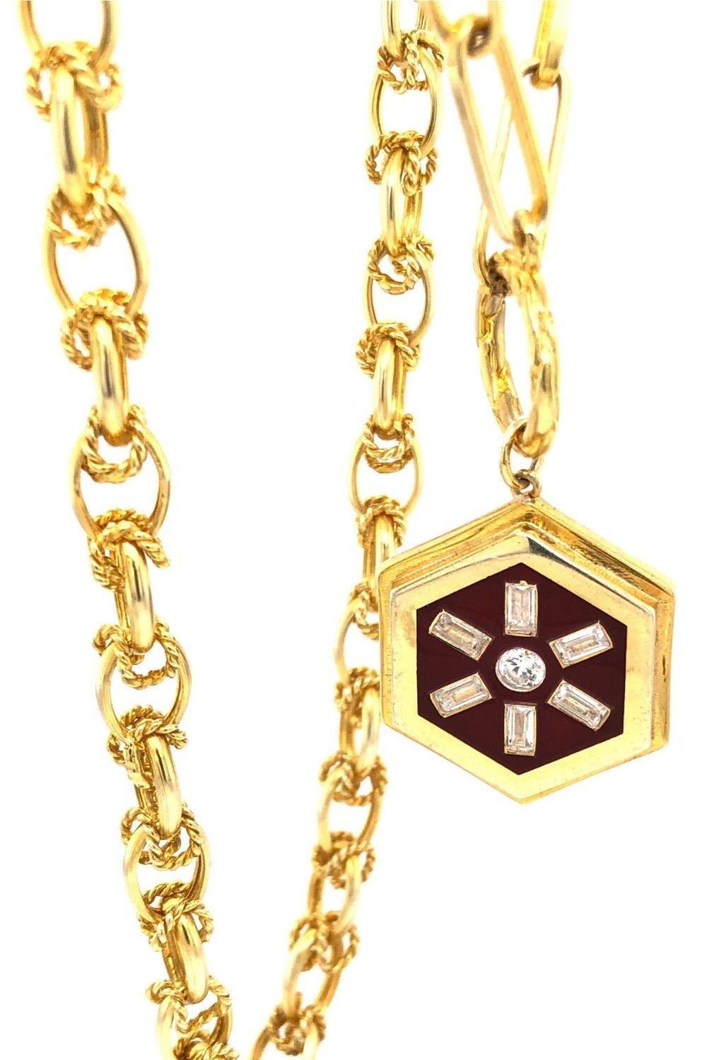 Linya Jewellery-Bordo Mineli Baget Madalyon Kolye-Kolye-2-fleurdirect.live